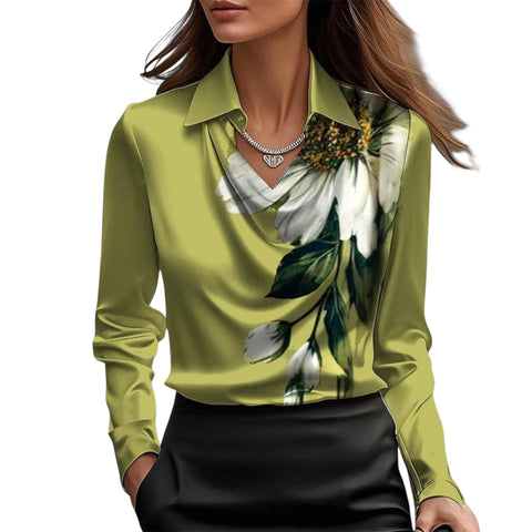 Vireline | Glänzende Bluse mit gerafftem Kragen