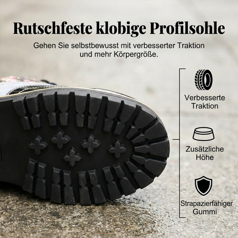 Damen Plateau-Brogues mit Blumenmuster