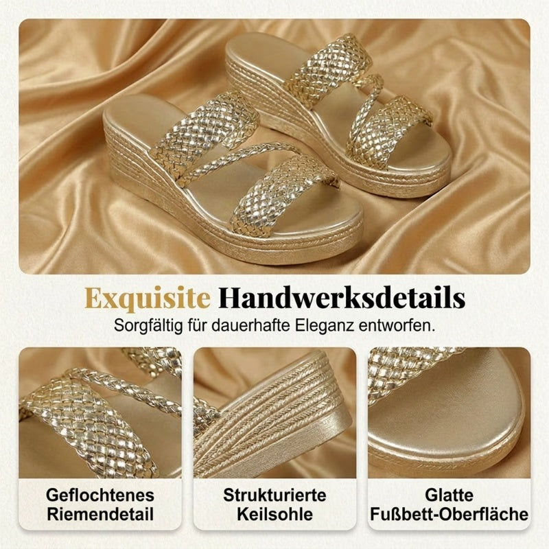 Damen-Plateausandalen mit gewebtem Riemen