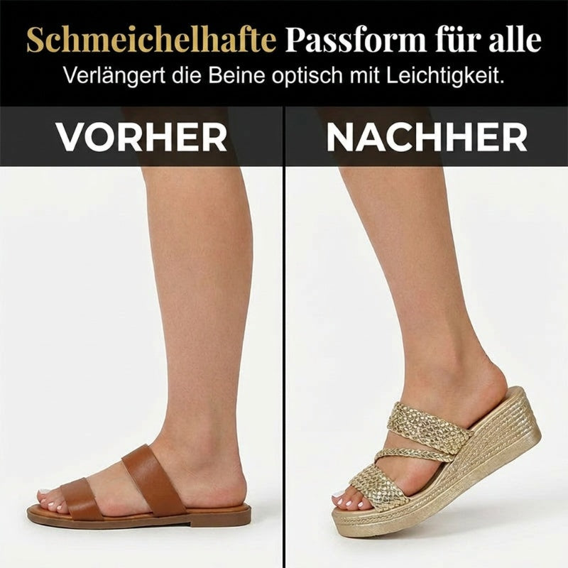 Damen-Plateausandalen mit gewebtem Riemen