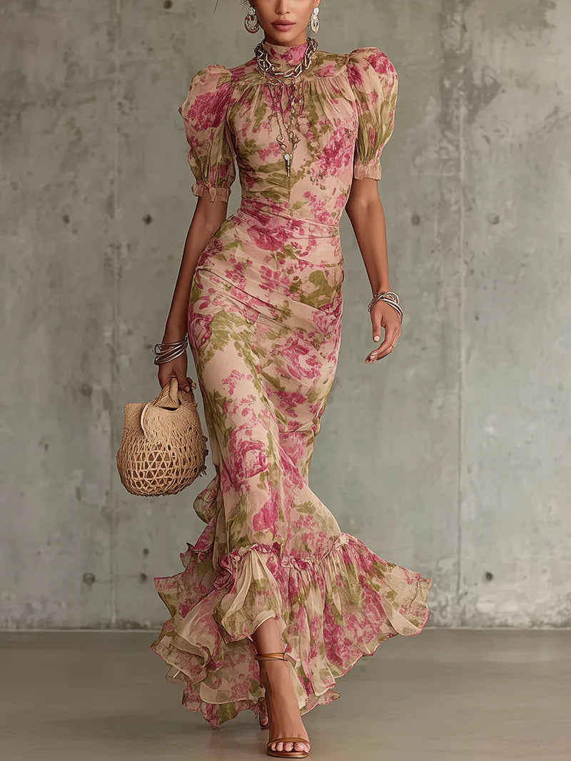 Rosalie™ | Maxikleid mit Vintage-Rosenmuster