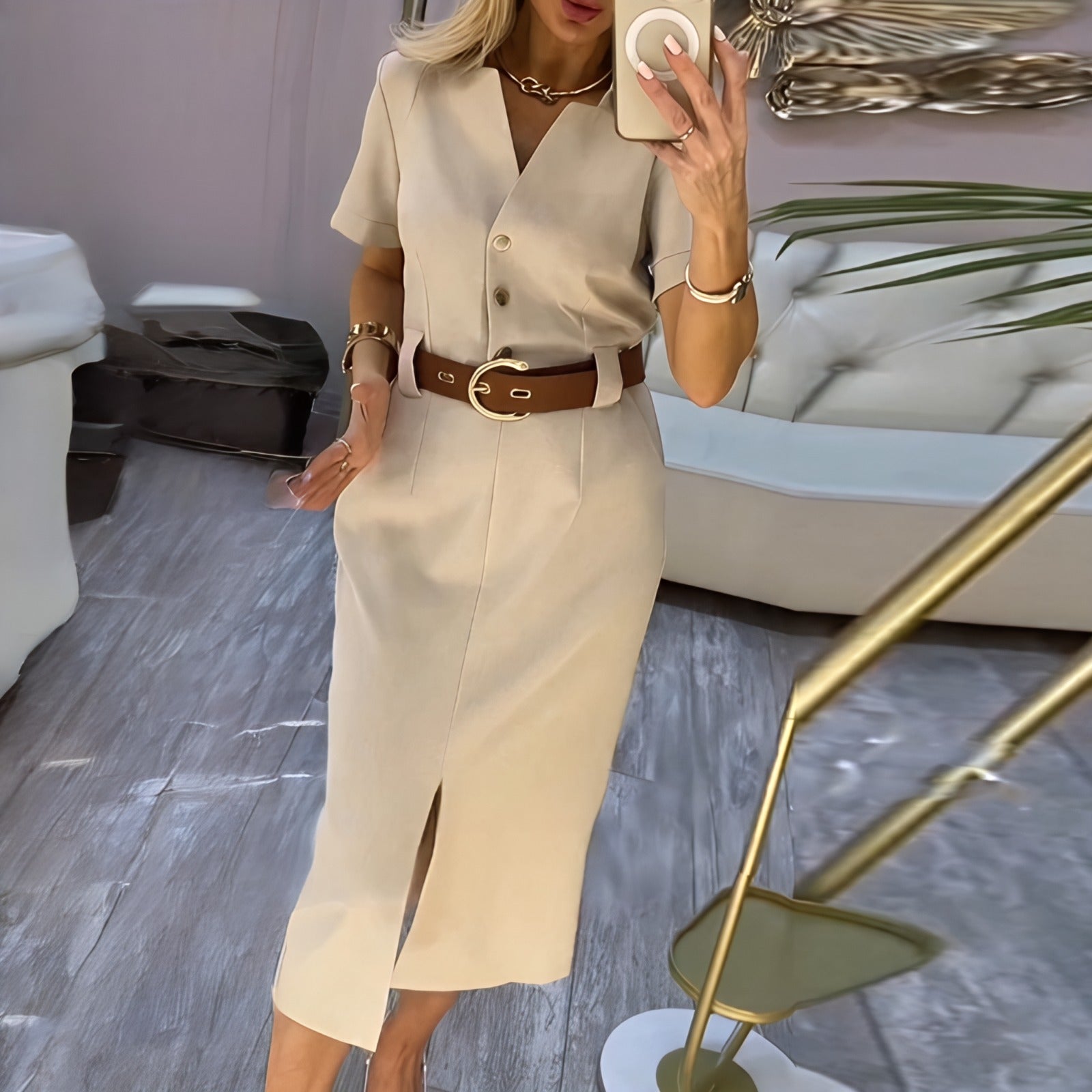 Malina™ Midi-Hemdkleid mit elegantem Frontschlitz