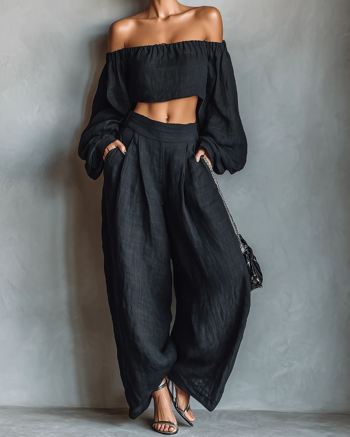 Tess™ | Schulterfreies Set mit weitem Hosen