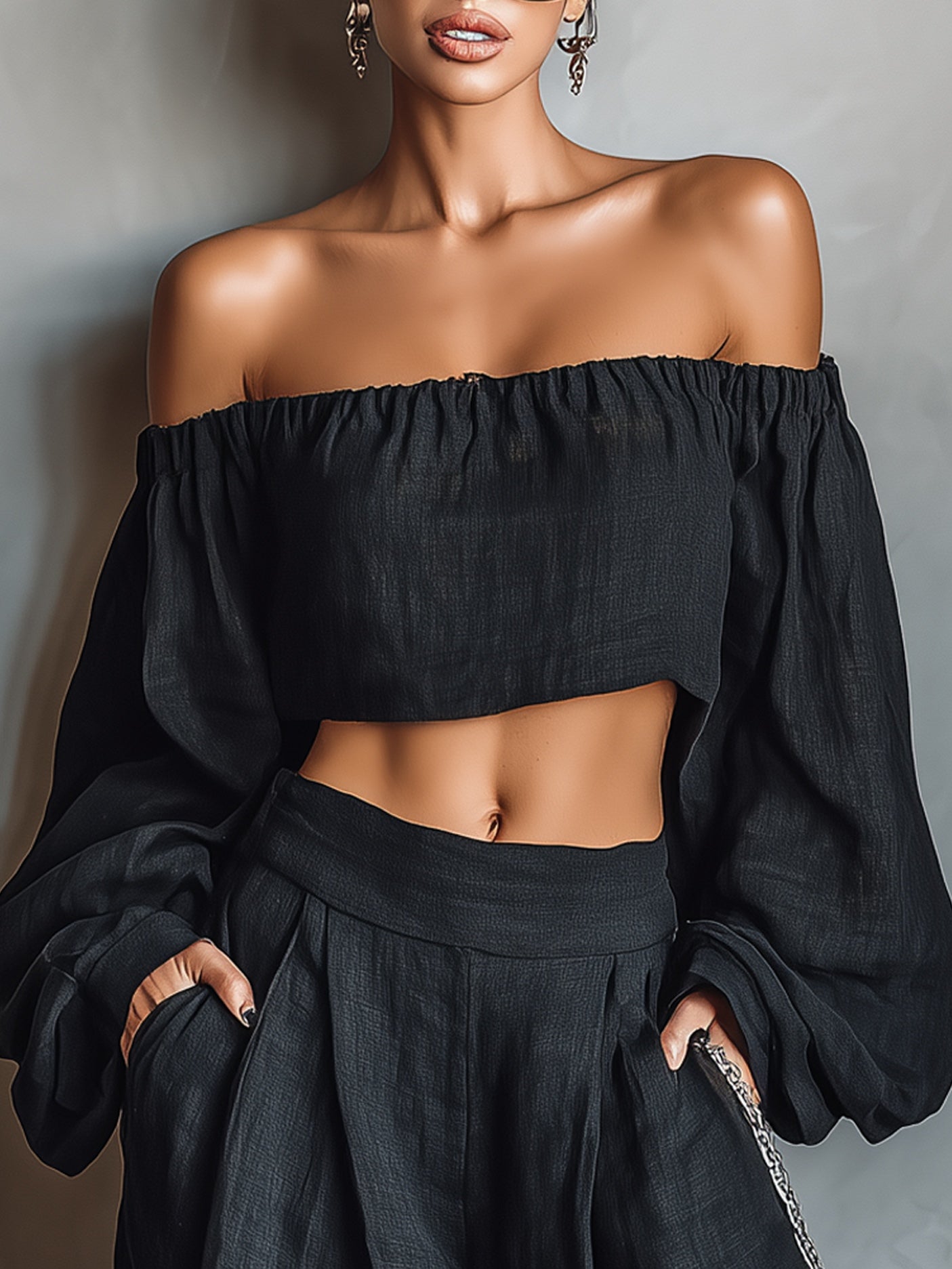Tess™ | Schulterfreies Set mit weitem Hosen