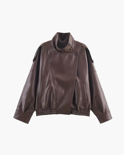 Lucille Asymmetrische Jacke in Lederoptik