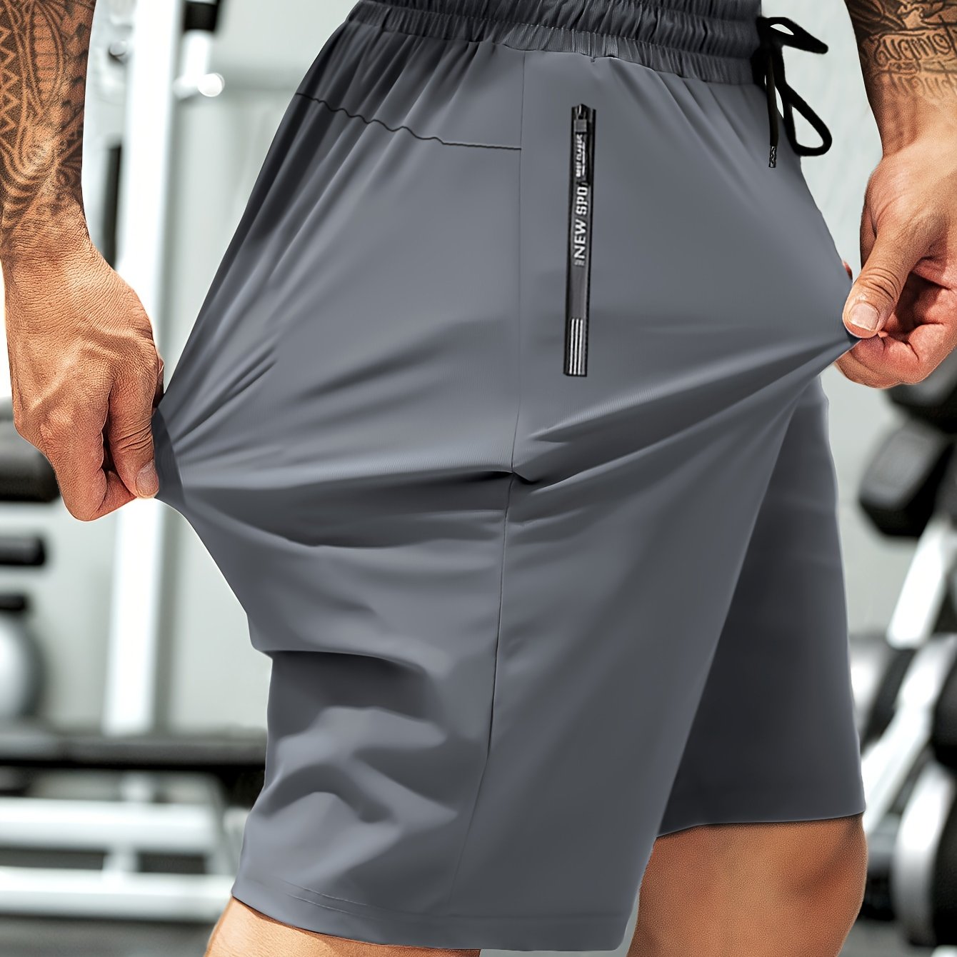 Sommer-Stretcht-Shorts für Herren mit hoher Elastizität, Kordelzug und Reißverschlusstaschen