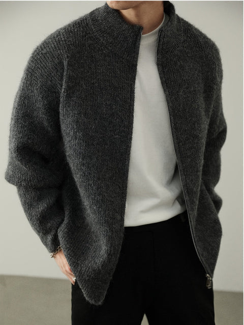 CozyKnit™ – Herren Oversize-Strick-Cardigan mit Reißverschluss