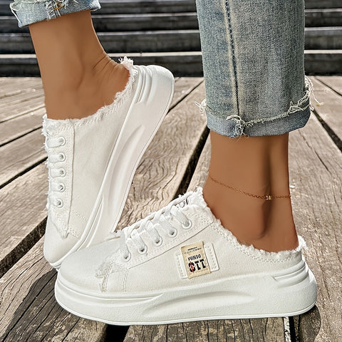 Damen Sportliche Freizeitschuhe, Schnür-Sneakers mit dicker Sohle