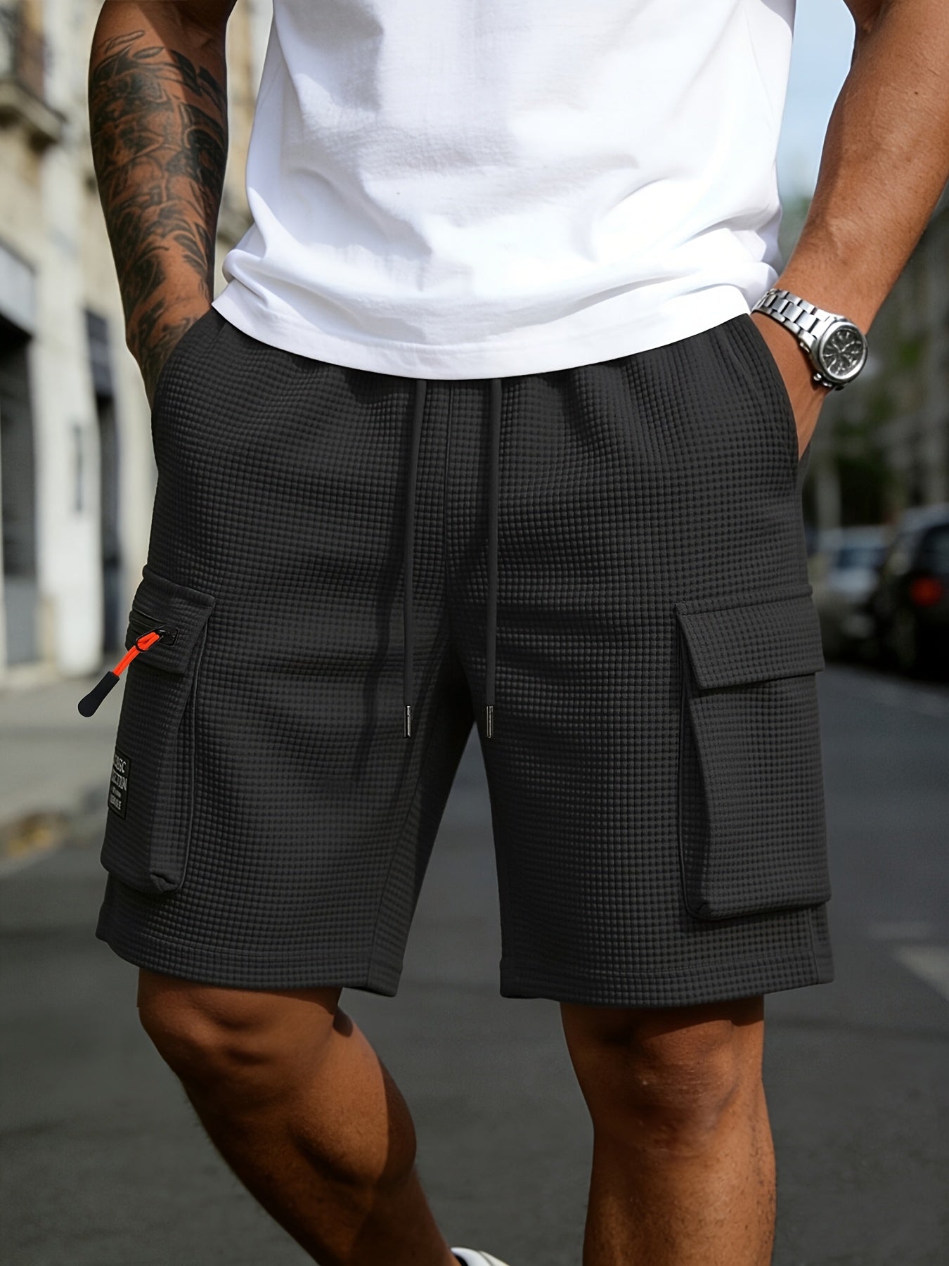 Herren Cargo-Shorts aus Waffelgewebe - Leicht & atmungsaktiv