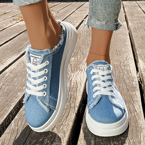 Damen Sportliche Freizeitschuhe, Schnür-Sneakers mit dicker Sohle