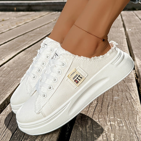 Damen Sportliche Freizeitschuhe, Schnür-Sneakers mit dicker Sohle