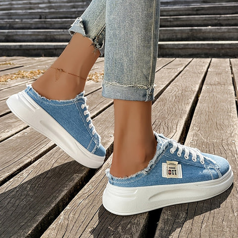 Damen Sportliche Freizeitschuhe, Schnür-Sneakers mit dicker Sohle