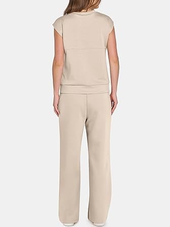 Zweiteiliges Damen-Set aus einfarbigem Tanktop und weiten Hosen mit Kordelzug