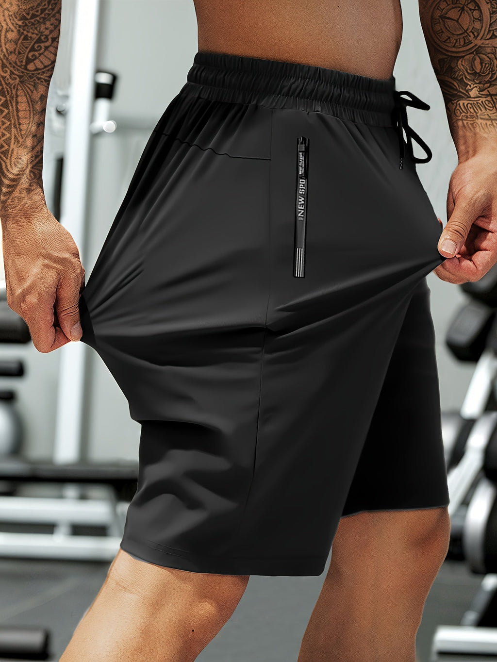 Sommer-Stretcht-Shorts für Herren mit hoher Elastizität, Kordelzug und Reißverschlusstaschen