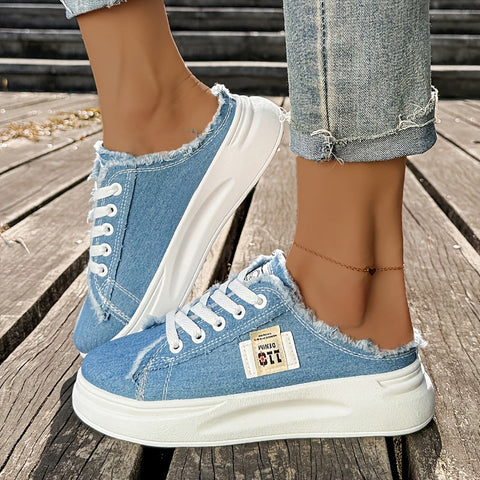 Damen Sportliche Freizeitschuhe, Schnür-Sneakers mit dicker Sohle