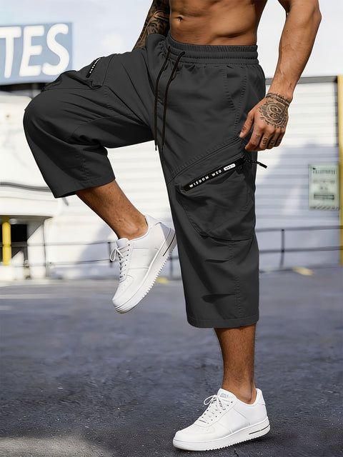 Herren Sommer Freizeitshorts - 7/8 Hosen mit Cargo-Taschen & Reißverschluss