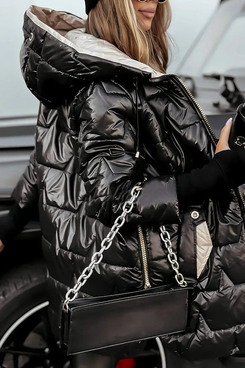 Lina | Lange, warme Steppjacke mit großzügiger Kapuze