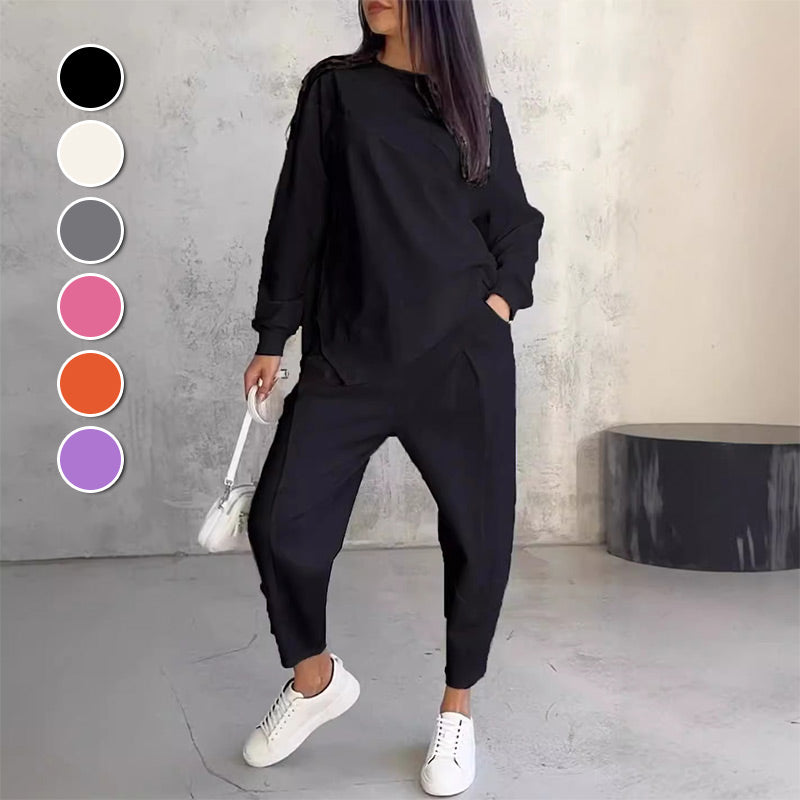 Damen Langarm-Sweatshirt & Hose Oversized Set