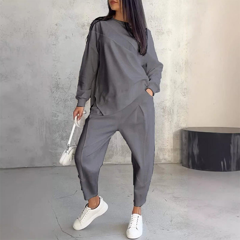 Damen Langarm-Sweatshirt & Hose Oversized Set