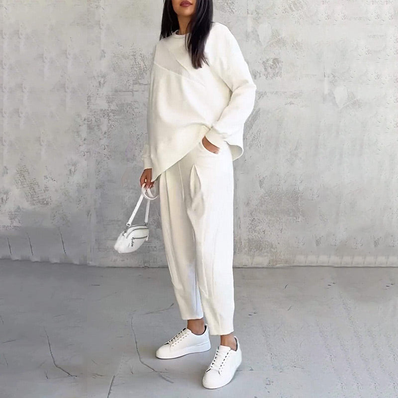 Damen Langarm-Sweatshirt & Hose Oversized Set