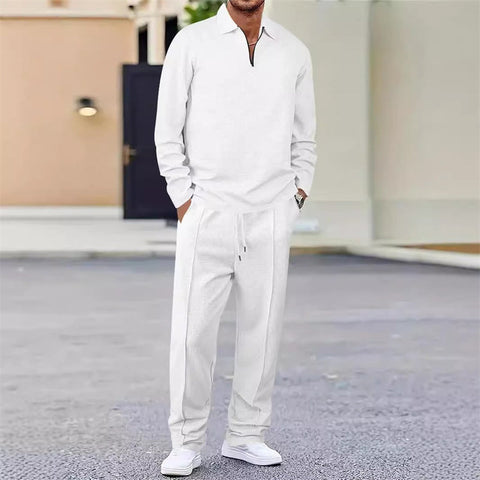 Herren Waffelstrick-Set: Sweatshirt & Hose mit geradem Bein