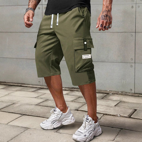 Lässige 3/4-Cargo-Hose mit Kordelzug für Herren