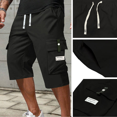 Lässige 3/4-Cargo-Hose mit Kordelzug für Herren