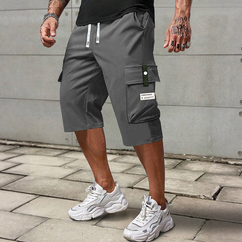 Lässige 3/4-Cargo-Hose mit Kordelzug für Herren