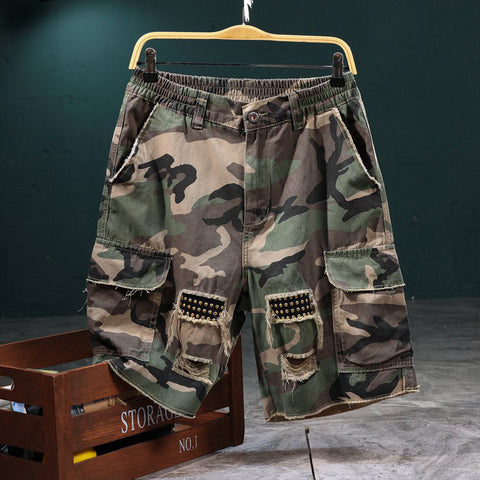 Studded Camo Cargo Shorts – Strapazierfähig, viele Taschen & robustes Camouflage-Design