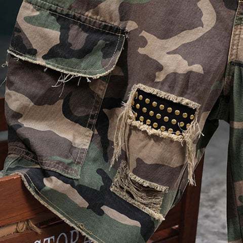 Studded Camo Cargo Shorts – Strapazierfähig, viele Taschen & robustes Camouflage-Design