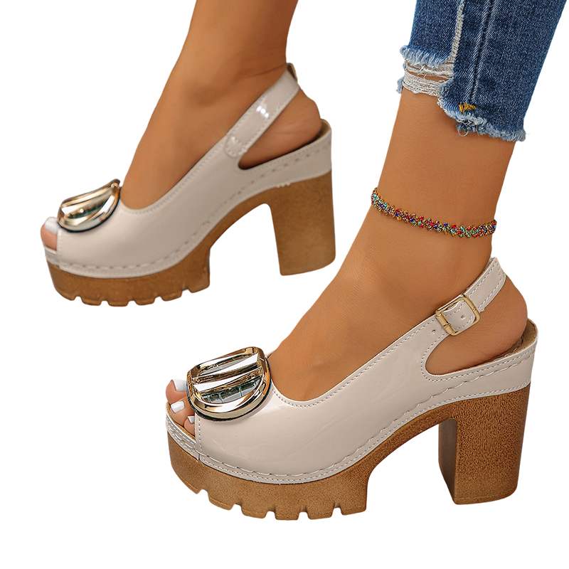 Elegante Peep-Toe-Sandalen mit Schnallenabsatz – Stilvoll, Bequem