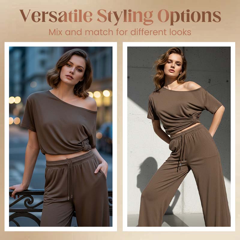 2-teiliges Set aus schulterfreiem Oberteil und Hose für Damen