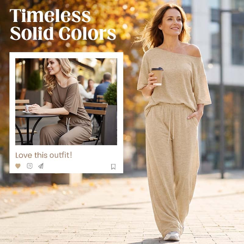 2-teiliges Set aus schulterfreiem Oberteil und Hose für Damen
