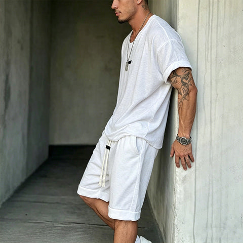 Herren Freizeit-Set – T-Shirt & Shorts – lässig & bequem