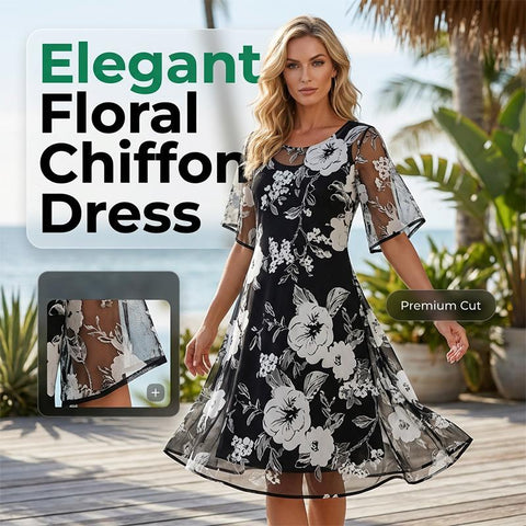🌺Elegantes Chiffonkleid für Damen mit Blumenmuster