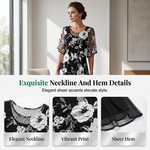 🌺Elegantes Chiffonkleid für Damen mit Blumenmuster