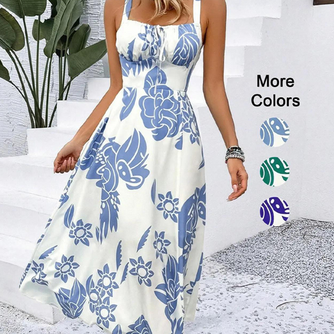 Damenkleid mit Spaghettiträgern & Blumenmuster – Leicht & luftig -  Perfekter Sommerlook 🦋