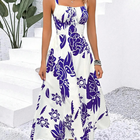 Damenkleid mit Spaghettiträgern & Blumenmuster – Leicht & luftig -  Perfekter Sommerlook 🦋