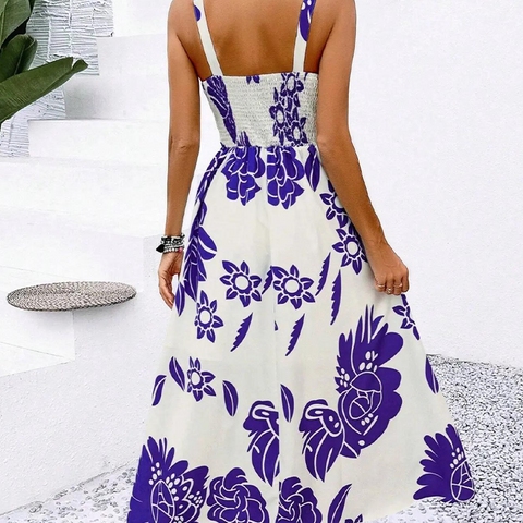 Damenkleid mit Spaghettiträgern & Blumenmuster – Leicht & luftig -  Perfekter Sommerlook 🦋