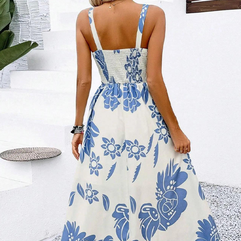 Damenkleid mit Spaghettiträgern & Blumenmuster – Leicht & luftig -  Perfekter Sommerlook 🦋