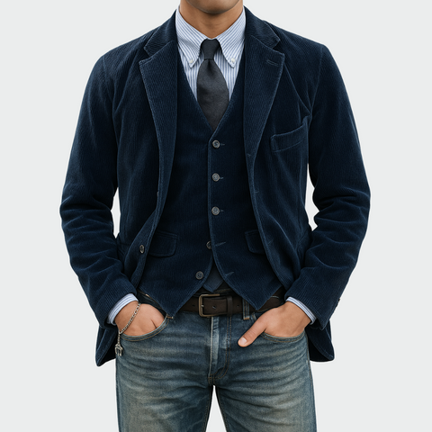 Tommy™ | 2-teiliges Set: Blazer und Weste aus Samt