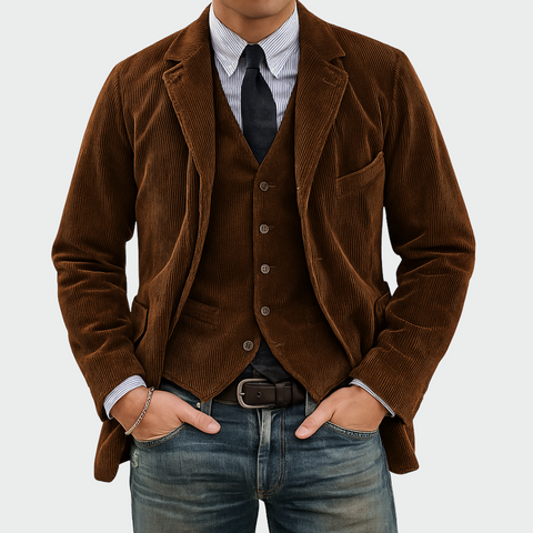 Tommy™ | 2-teiliges Set: Blazer und Weste aus Samt