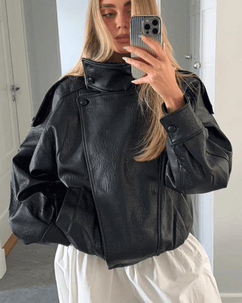 Lucille Asymmetrische Jacke in Lederoptik