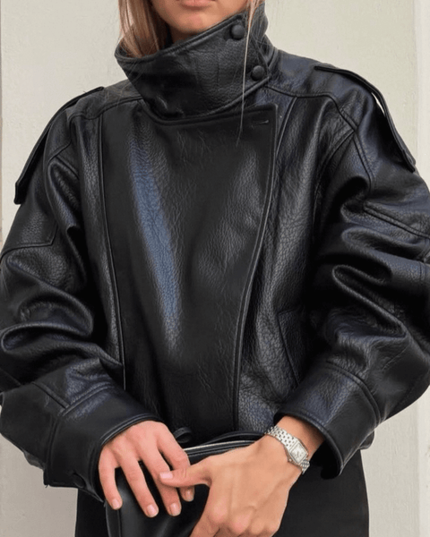 Lucille Asymmetrische Jacke in Lederoptik