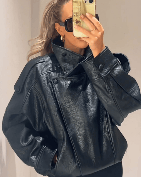 Lucille Asymmetrische Jacke in Lederoptik